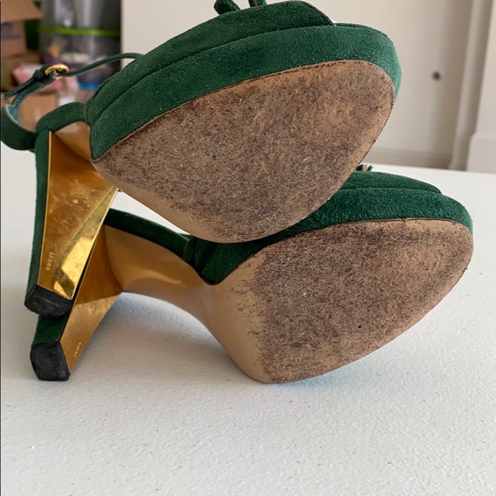 Green suede Gucci heels - Picture 10 of 12